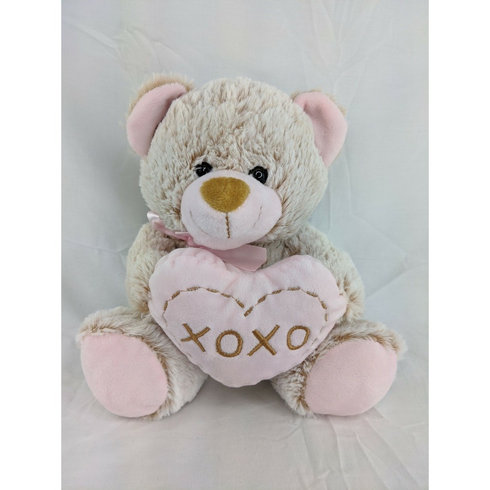 Bear Plush Tan Pink XOXO Heart 9 Inch‎ Best Made Toys Stuffed Animal Toy